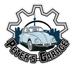 Peter's Garage logo: a classic Beetle in front of a gear and the Toronto skyline